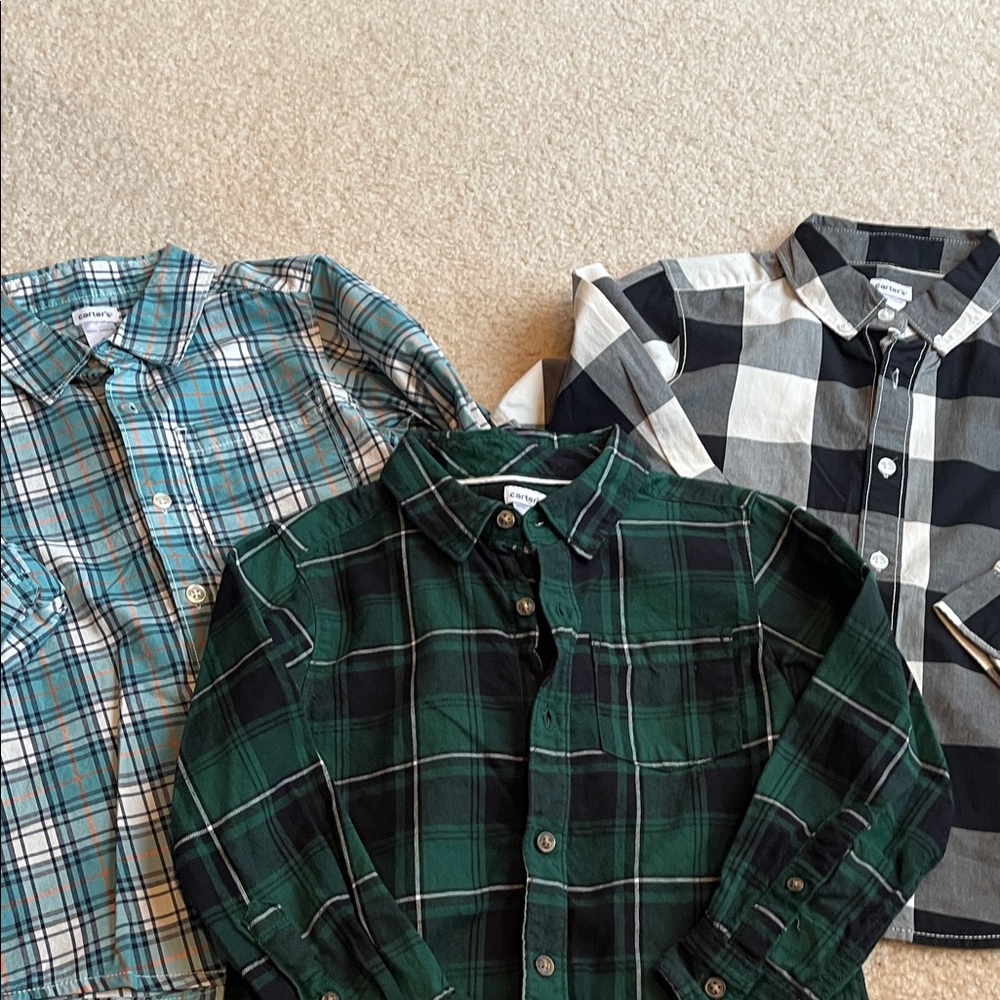 Carters Plaid Button-down Shirts - Set of Three- size 6